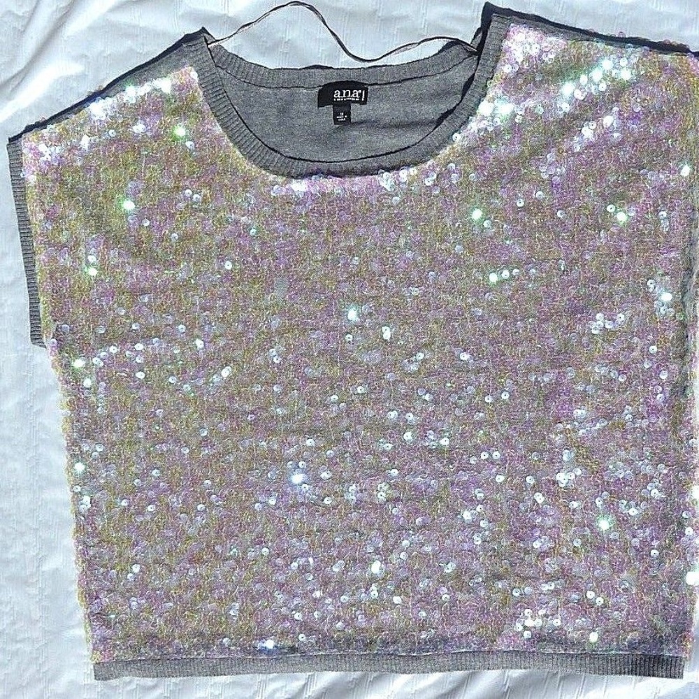 Gray Sequin Tank Top Thin Sweater